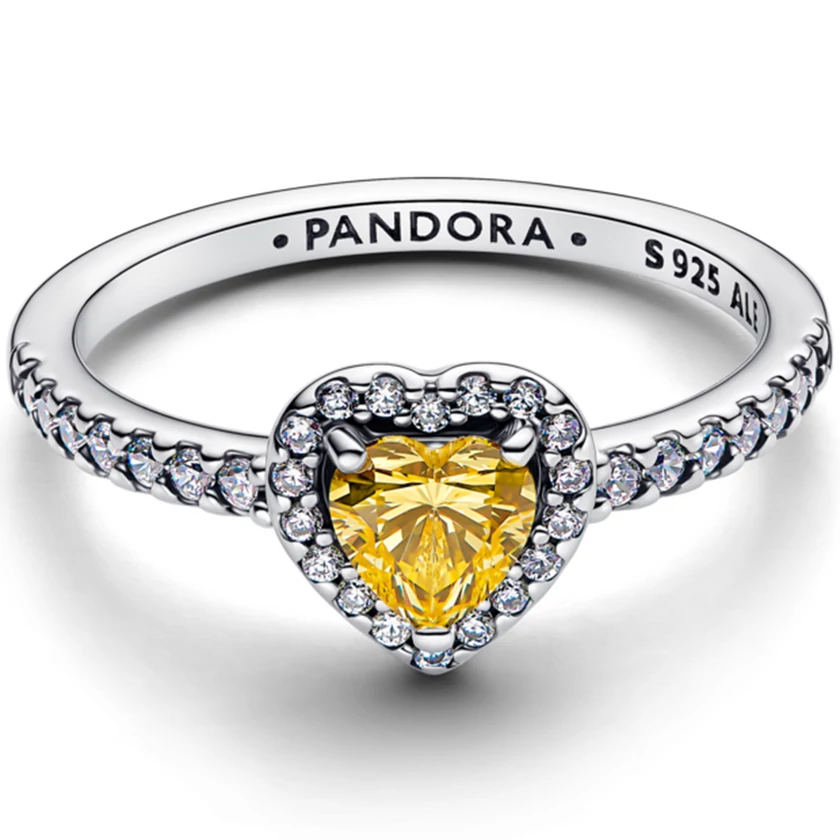 Pandora sárga szív szikrázó gyűrű - 198421C06-50