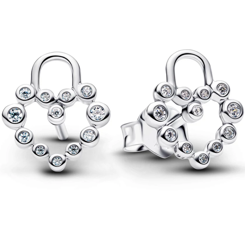Pandora szikrázó szív alakú lakat beszúrós fülbevaló  - 294419C01