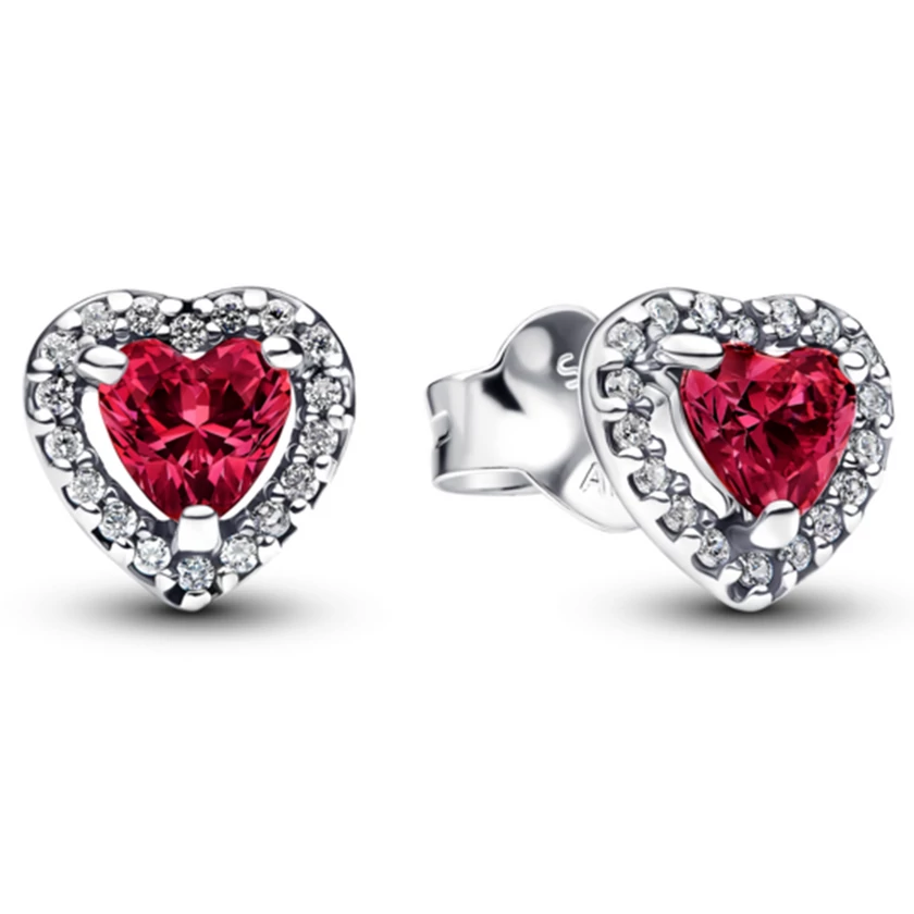 Pandora kiemelt piros szív beszúrós fülbevaló  - 298427C04