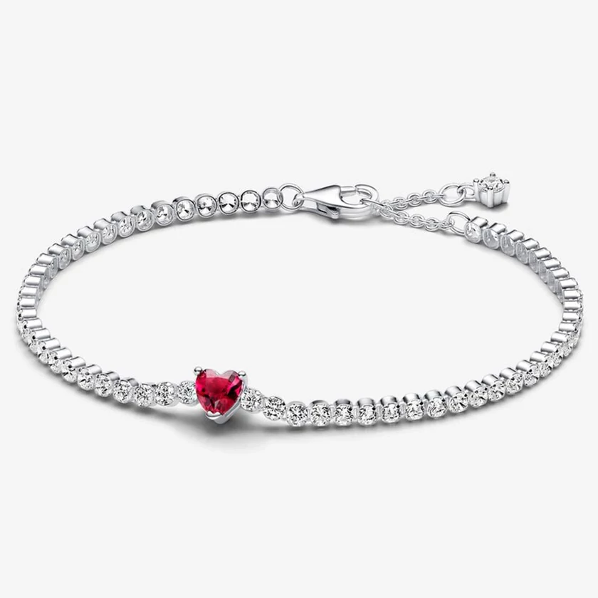 Pandora kiemelt piros szív teniszkarkötő - 590041C02-16