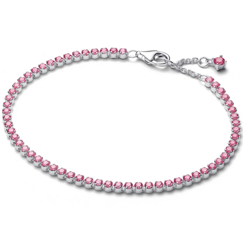 Pandora rózsaszín szikrázó szalag teniszkarkötő  - 593927C02-16