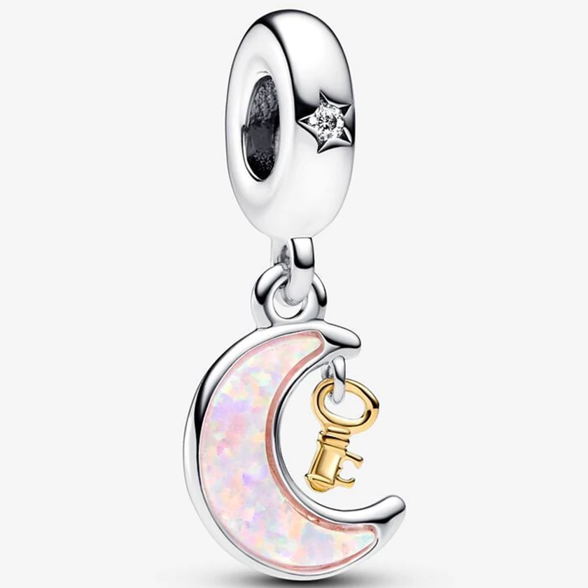 Pandora kéttónusú hold és kulcs függő - 762985C01