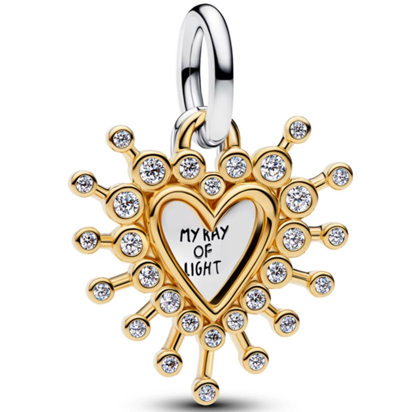 Pandora sugárzó dupla szív bicolor függő - 764141C01