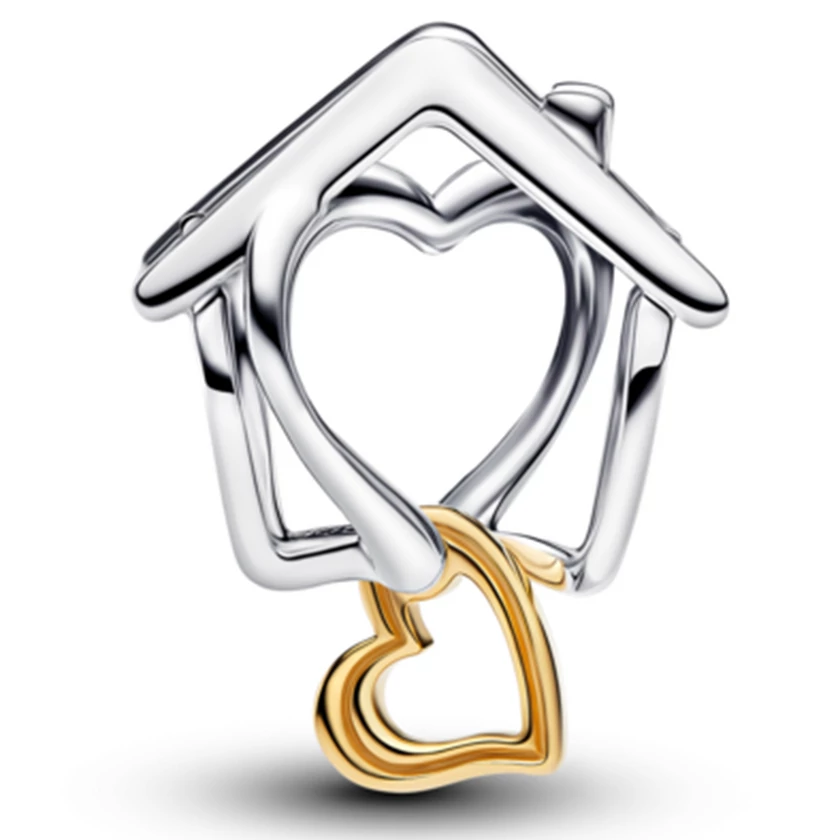 Pandora bicolor ház és szív charm - 764145C00