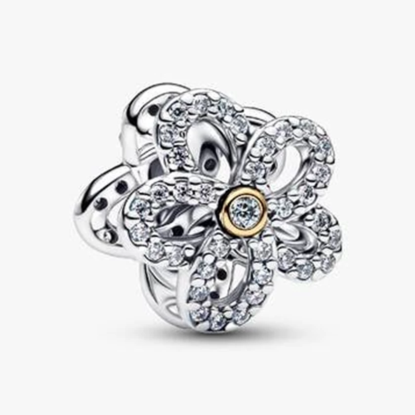 Pandora kéttónusú szikrázó virág charm - 764480C01