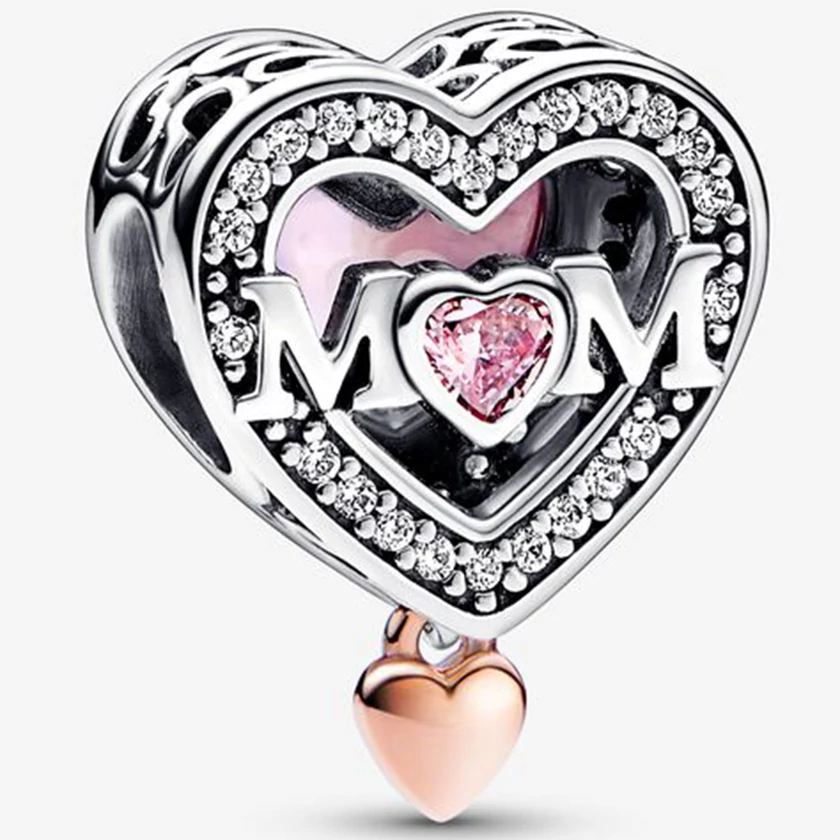 Pandora bicolor áttört anya és szív charm - 782653C01