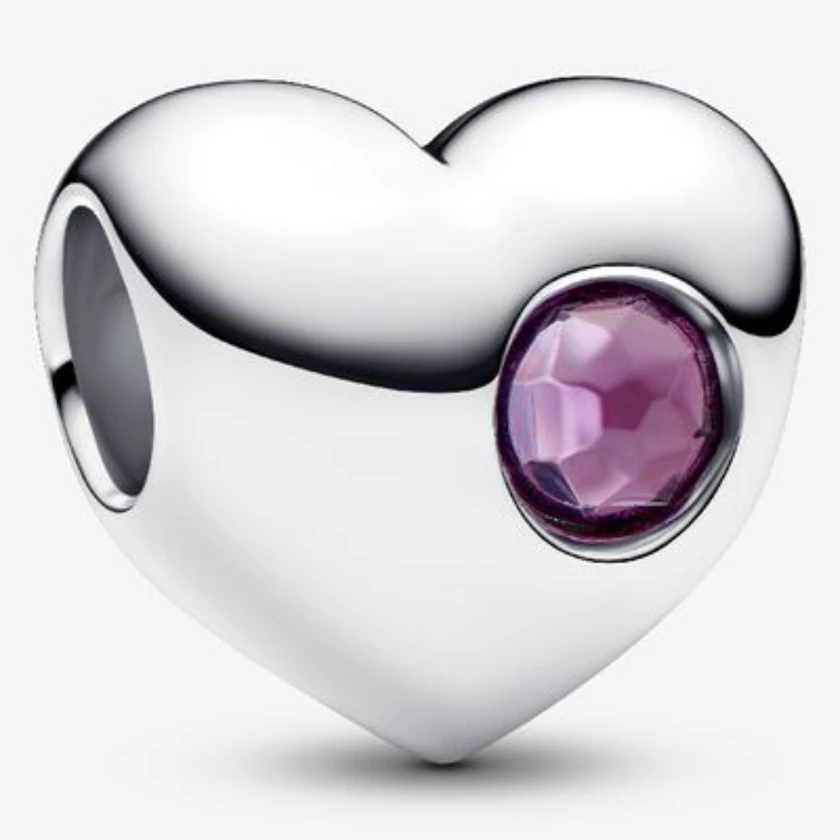 Pandora lila február születésköves gravírozható szív charm - 794161C02