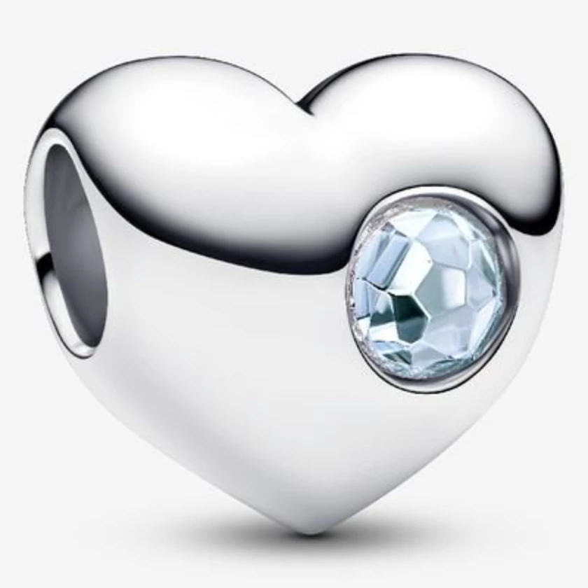 Pandora tengerkék  március születésköves gravírozható szív charm - 794161C03