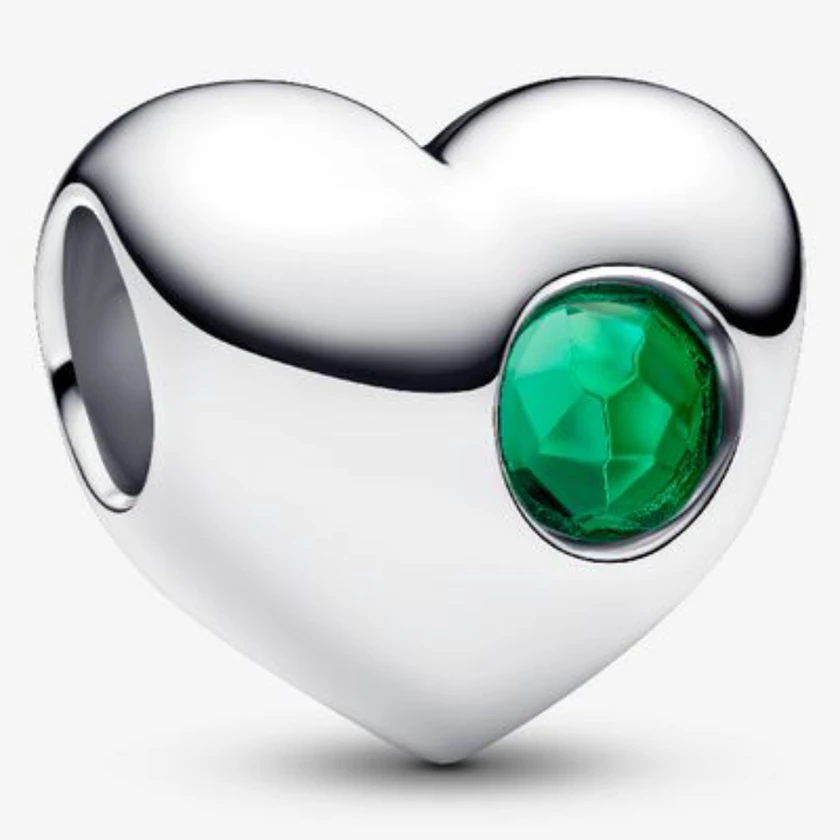 Pandora zöld május születésköves gravírozható szív charm - 794161C05