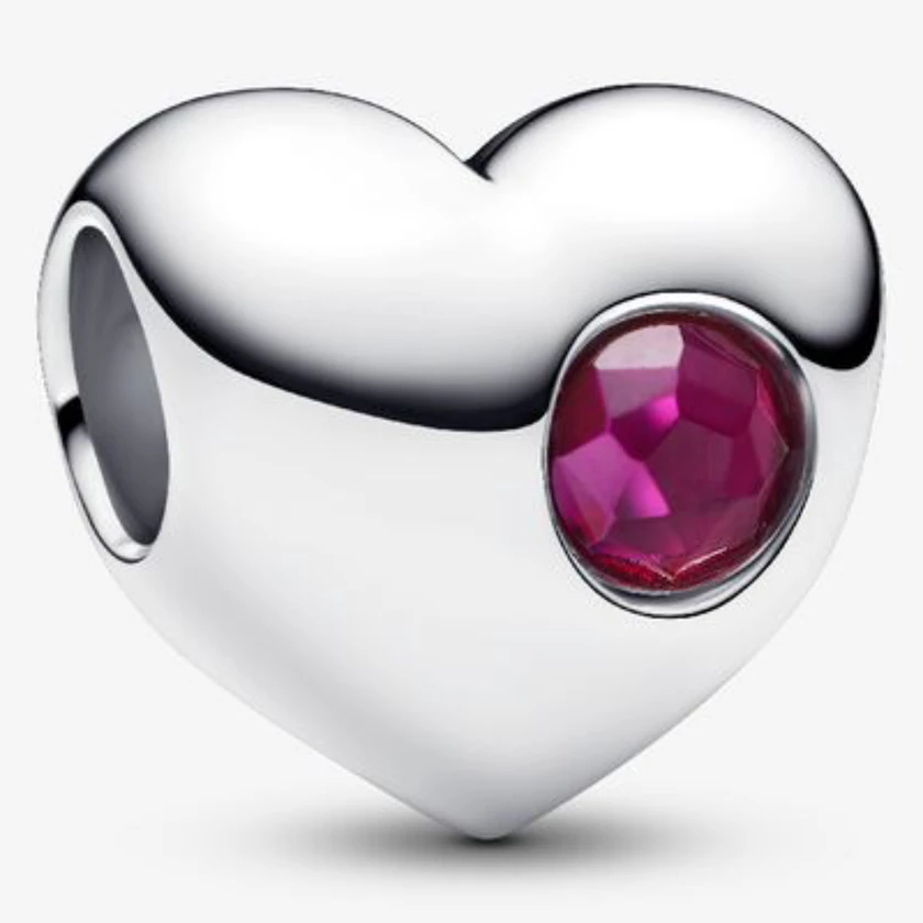 Pandora vörös július születésköves gravírozható szív charm - 794161C07