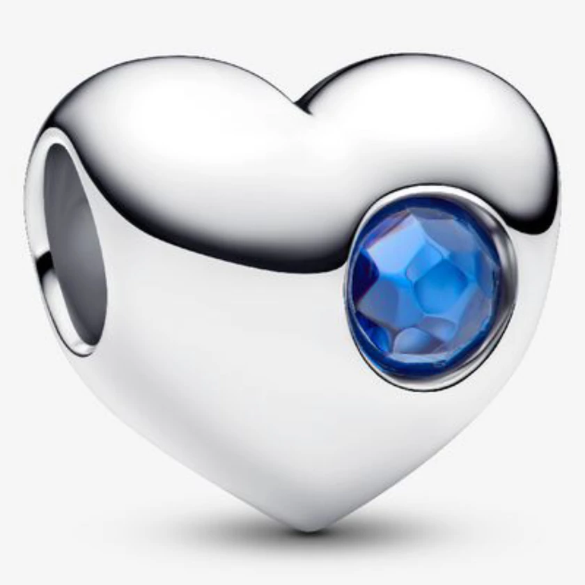 Pandora kék szeptember születésköves gravírozható szív charm - 794161C09