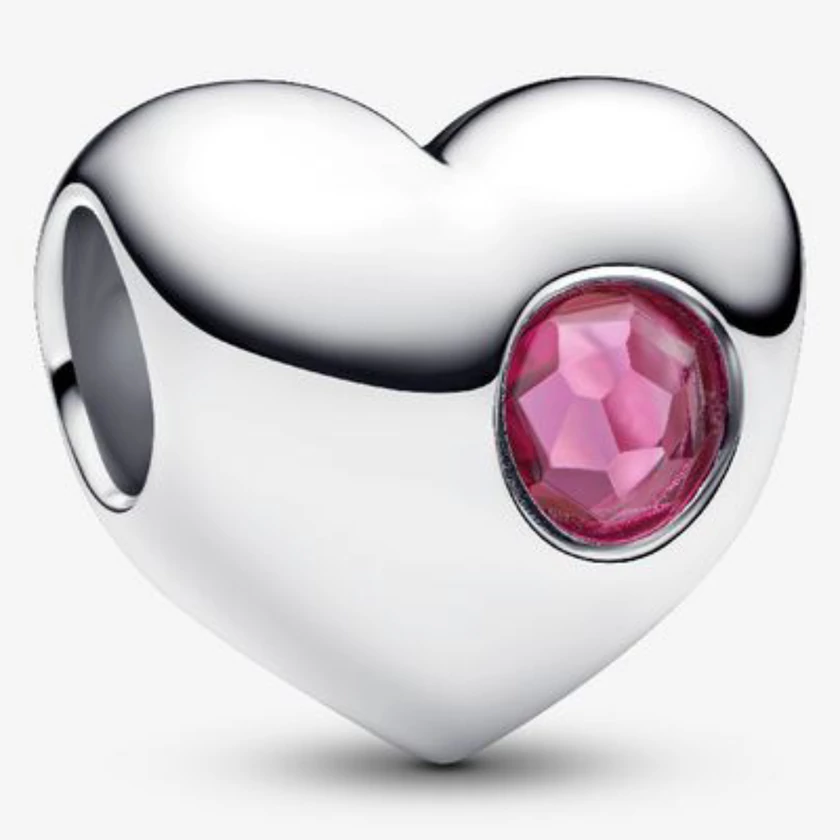 Pandora rózsaszín október születésköves gravírozható szív charm - 794161C10