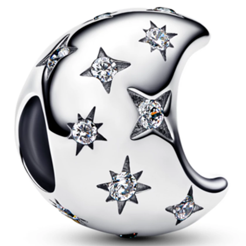 Pandora ezüst félhold csillagokkal charm - 794254C01