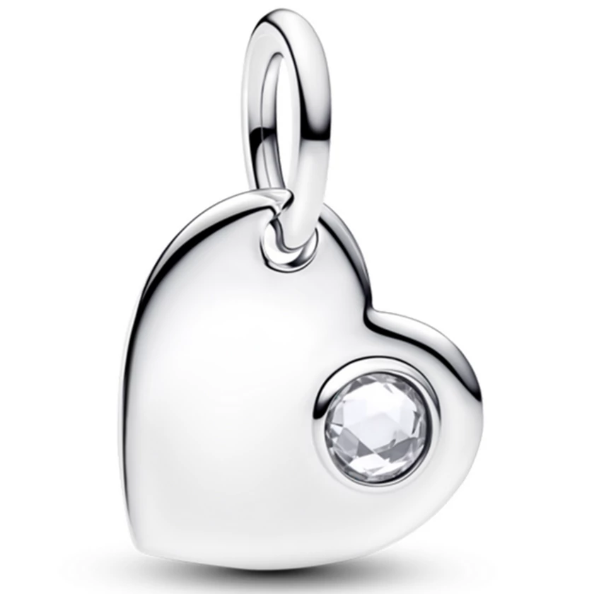 Pandora áttetsző áprilisi születésköves gravírozható szív függő  - 794295C04