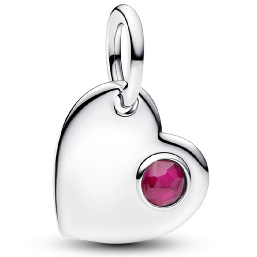 Pandora piros júliusi születésköves gravírozható szív függő  - 794295C07