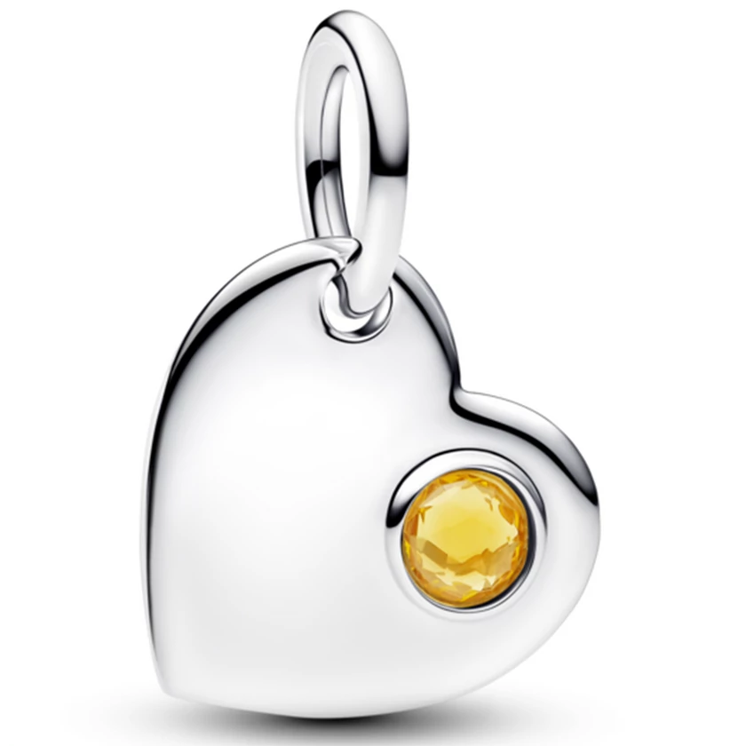 Pandora sárga köves ezüst szív függő - 794295C11