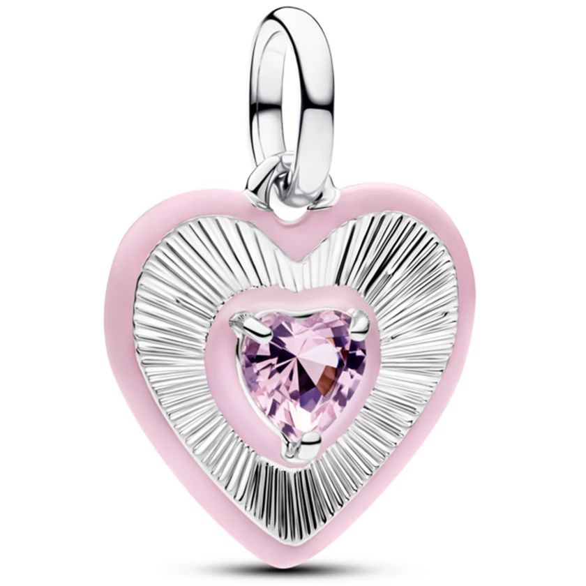 Pandora sugárzó szív rózsaszín medál függő  - 794409C01