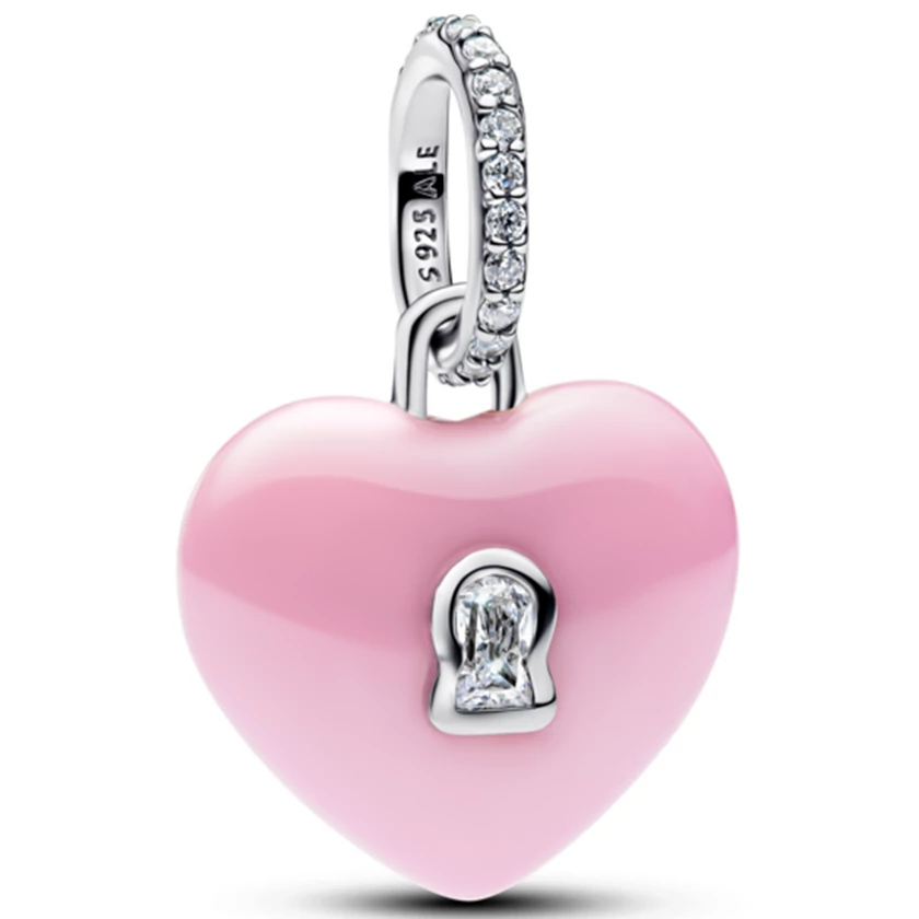 Pandora rózsaszín szív alakú lakat függő  - 794424C01
