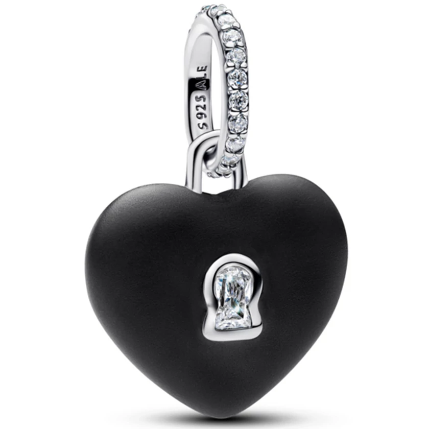 Pandora fekete szív alakú lakat függő  - 794424C02
