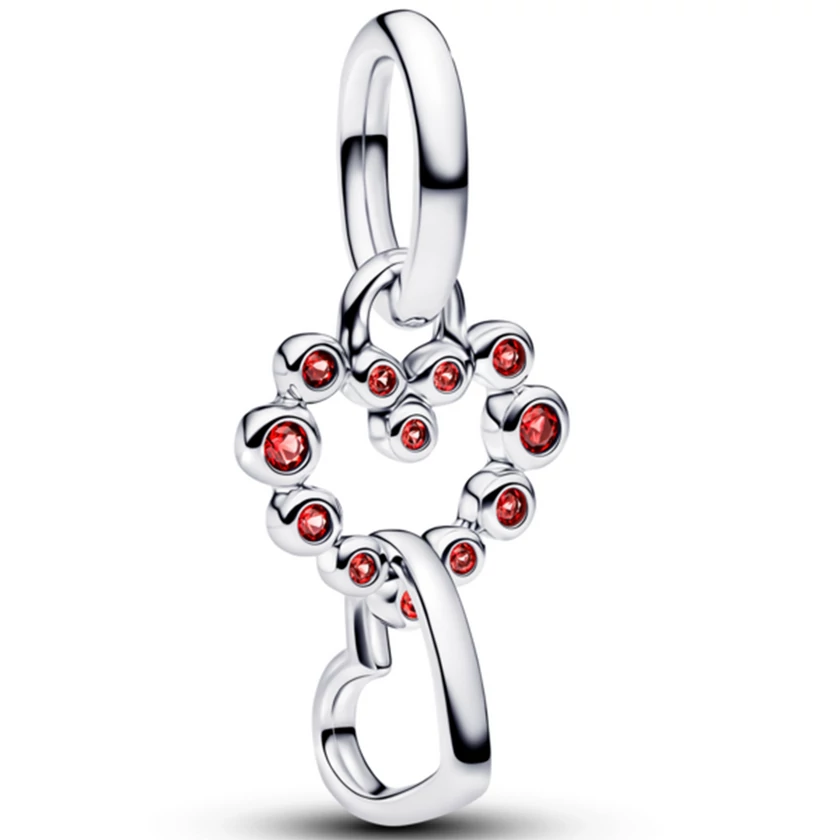 Pandora piros köves összekapcsolt szívek függő  - 794435C01