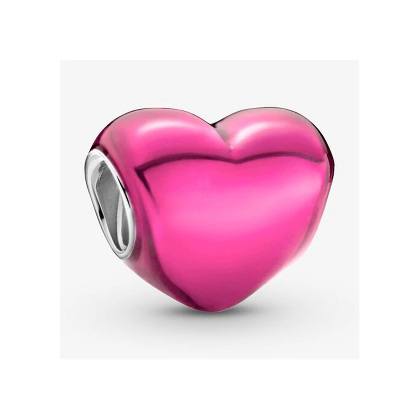 Pandora fémes rózsaszín szív charm - 793337C03
