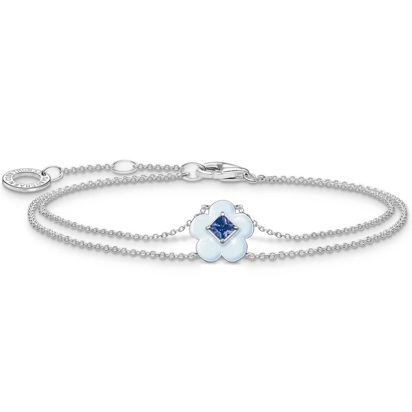 Thomas Sabo kék virágos karkötő - A2093-496-1-L19v
