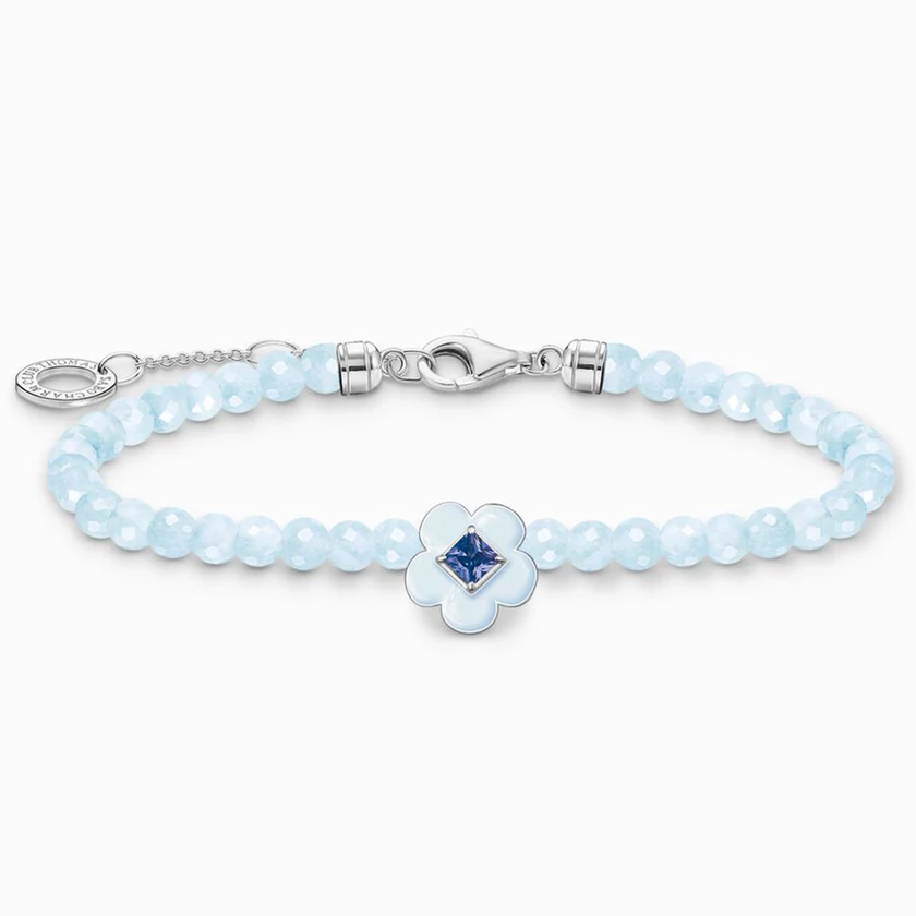 Thomas Sabo kék gyöngyös virágos karkötő - A2094-496-1-L19v