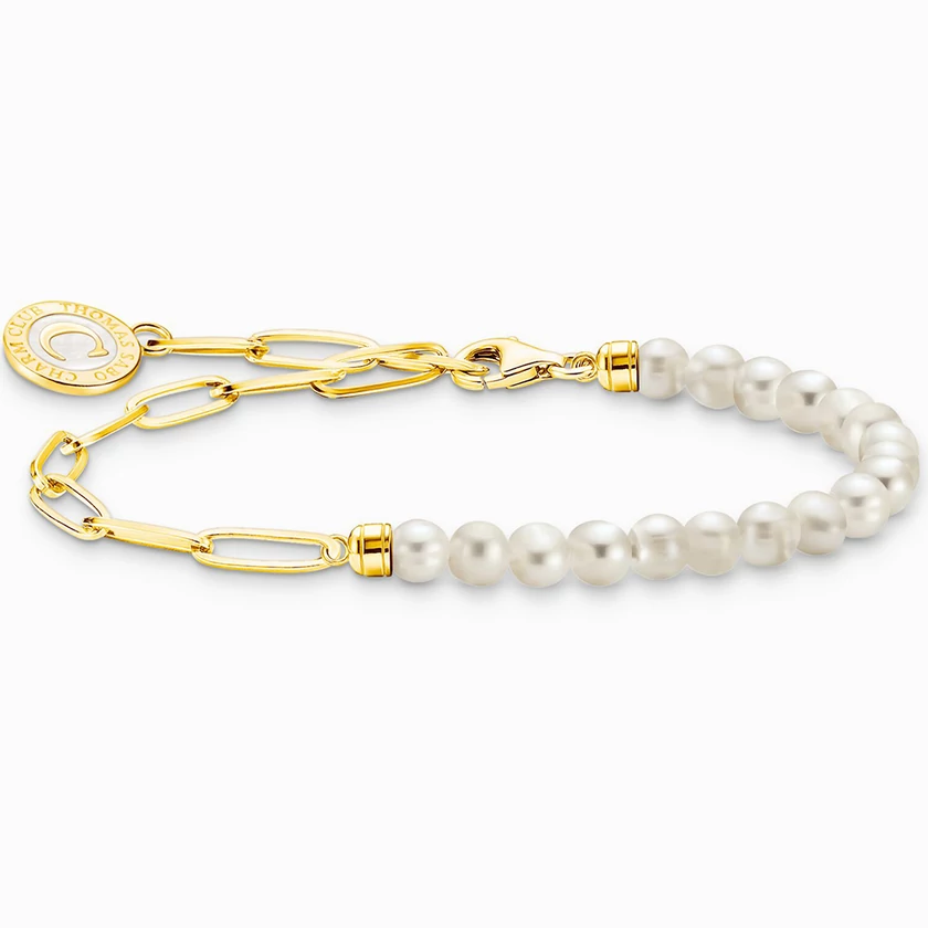 Thomas Sabo Charmista Coin arany láncos fehér gyöngyös karkötő - A2129-430-14-L17V