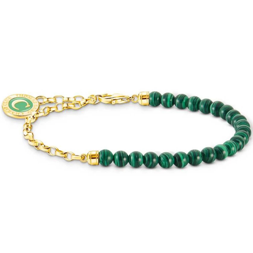 Thomas Sabo Charmista Coin aranyozott karkötő malachittal - A2130-140-6-L15V