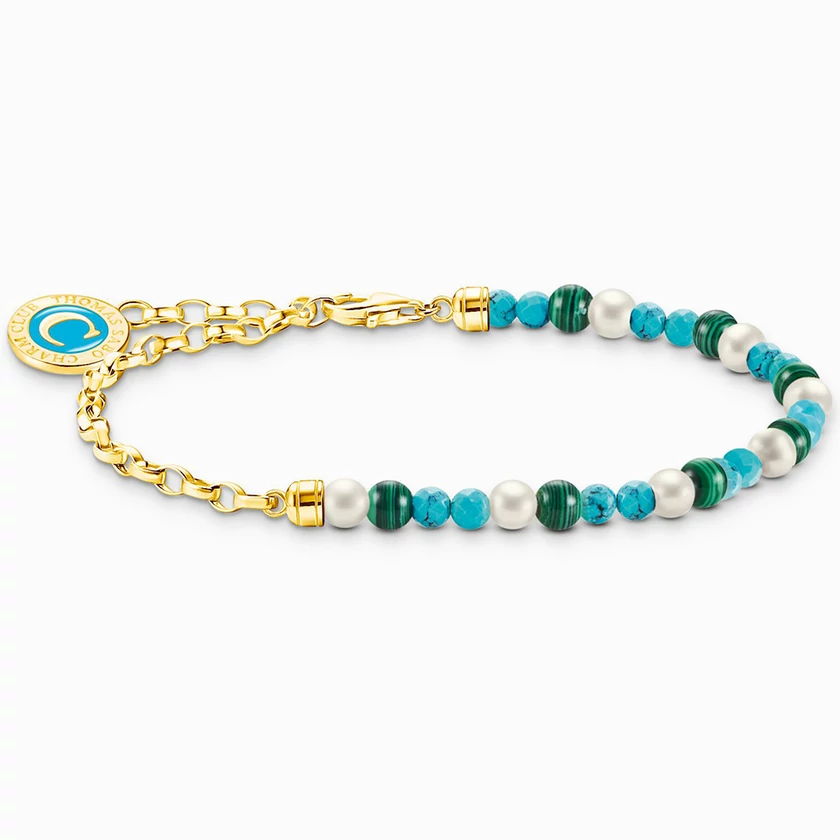 Thomas Sabo Charmista Coin arany láncos színes gyöngyös karkötő - A2130-140-7-L19V