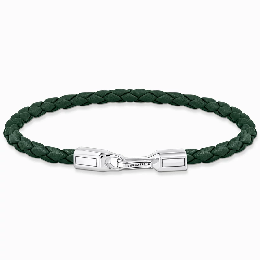 Thomas Sabo zöld fonott bőr karkötő - A2147-682-6-L15