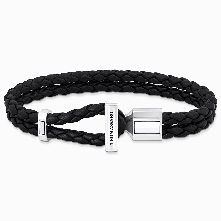 Thomas Sabo fekete dupla fonott bőr férfi karkötő - A2148-682-11-L17
