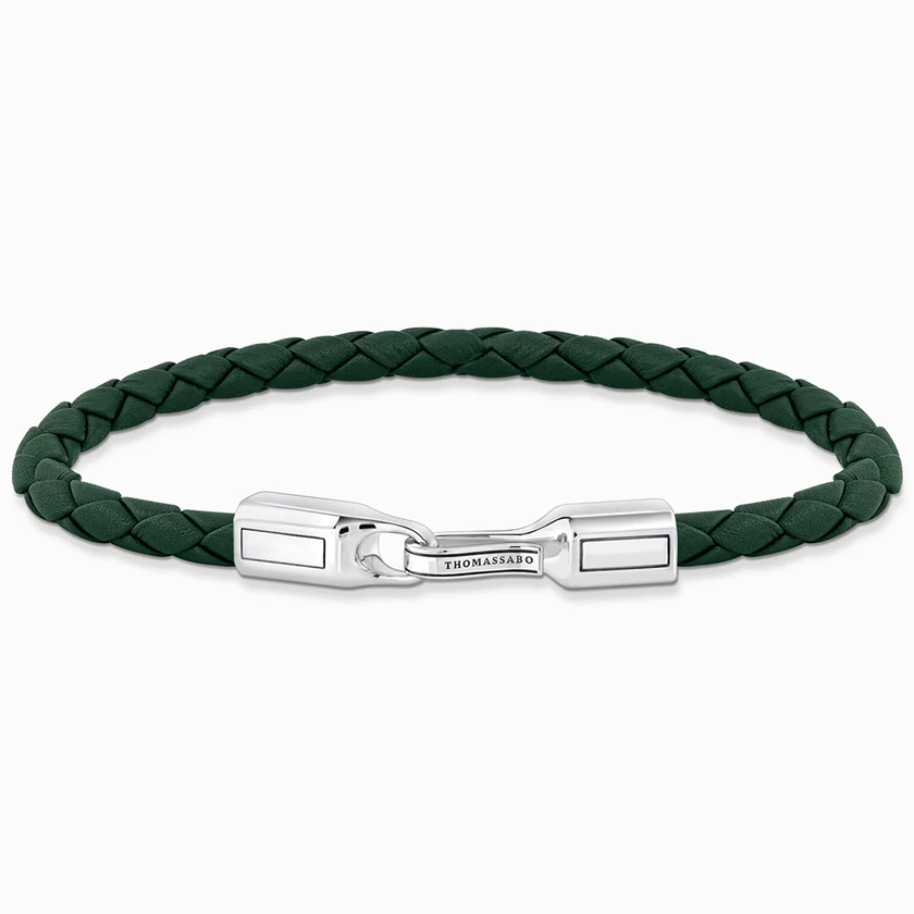 Thomas Sabo zöld fonott bőr férfi karkötő - A2149-682-6-L17