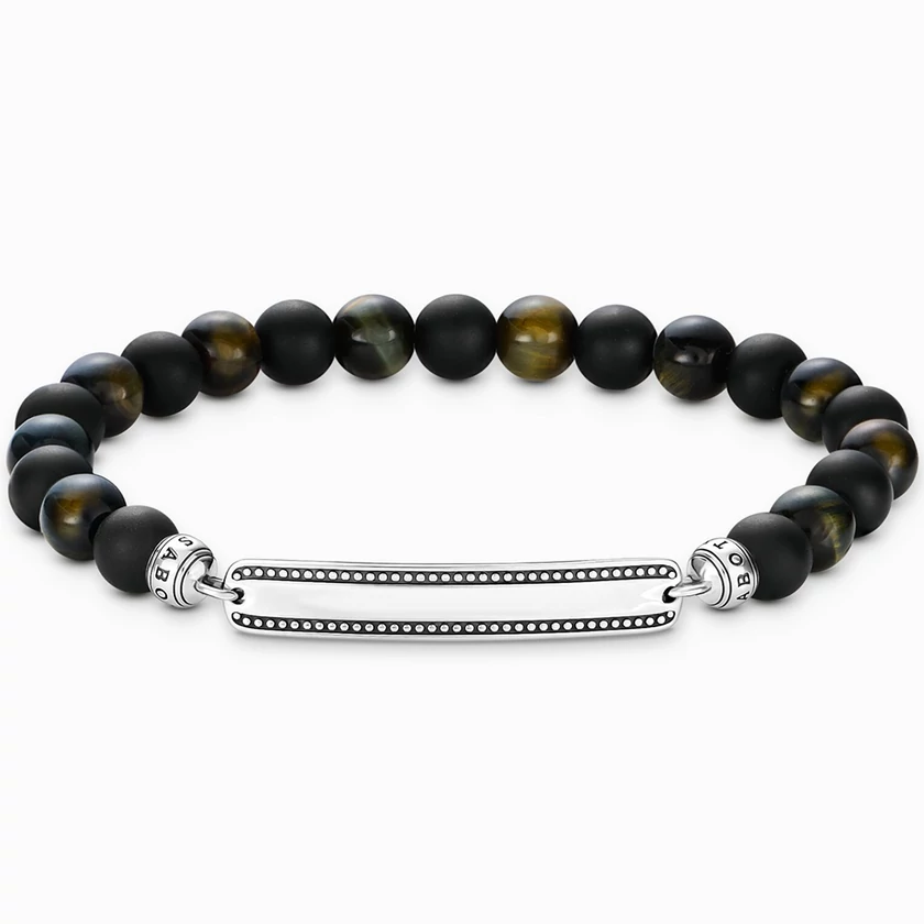 Thomas Sabo obszidián és tigrisszem gyöngyös unisex karkötő - A2180-806-11-L17