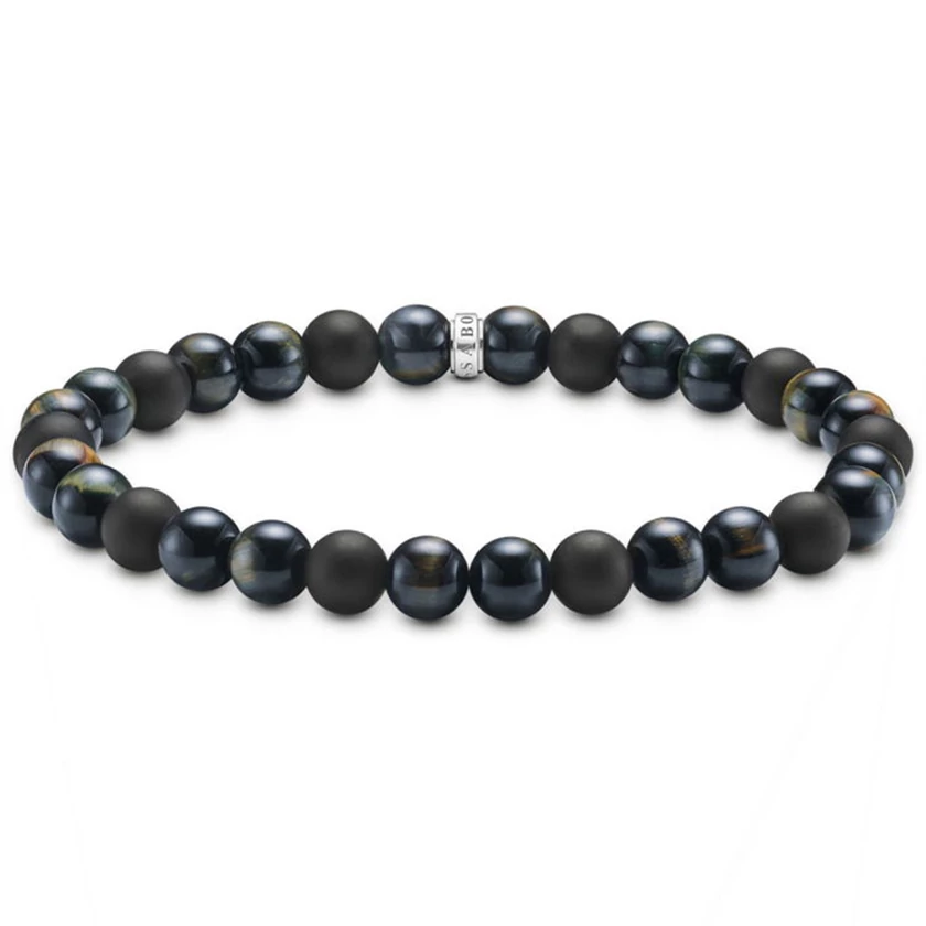 Thomas Sabo obszidián és tigrisszem talizmán karkötő  - A2183-806-7-L17