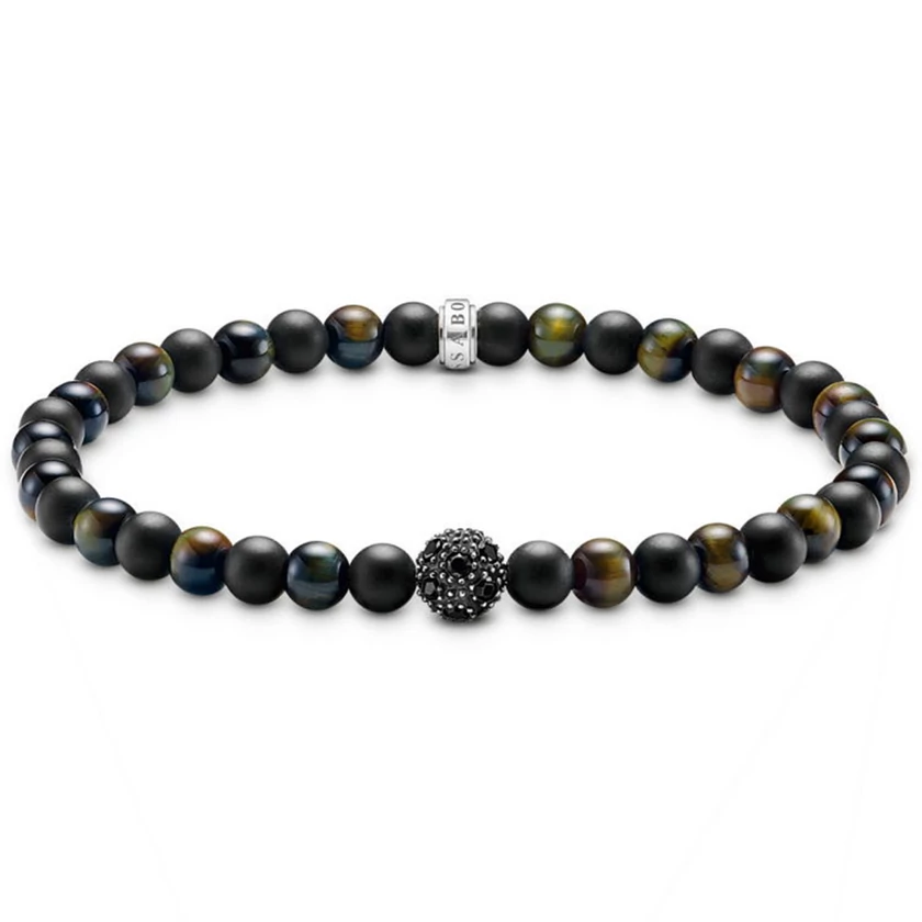 Thomas Sabo obszidián és tigrisszem talizmán karkötő  - A2184-806-7-L19