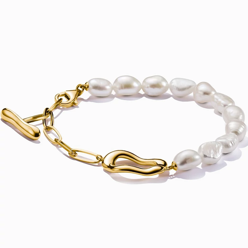 Thomas Sabo sárga arany láncos édesvízi gyöngyös karkötő - A2190-430-14-L19V - Natural Beauty
