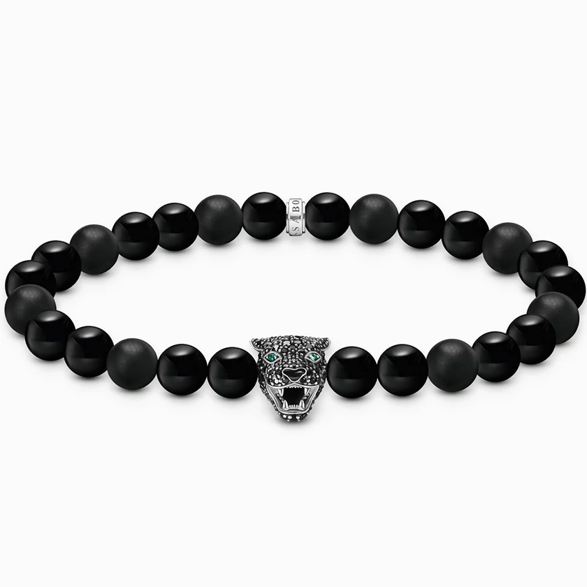 Thomas Sabo fekete gyöngyös, macskás unisex karkötő - A2192-705-11-L17