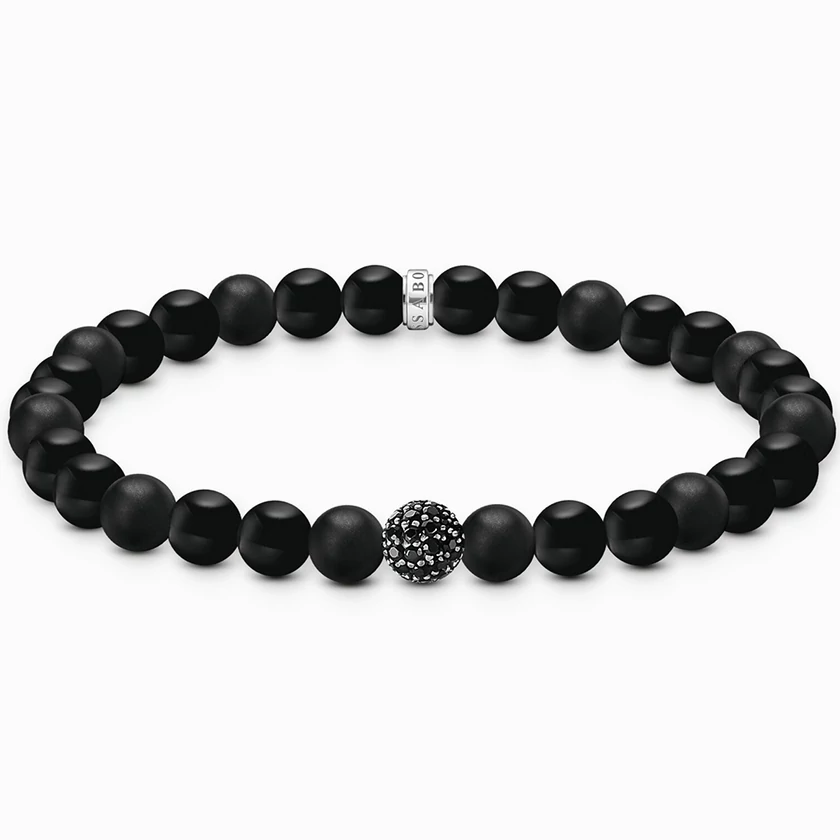 Thomas Sabo fekete obszidián gyöngyös unisex karkötő - A2194-705-11-L17