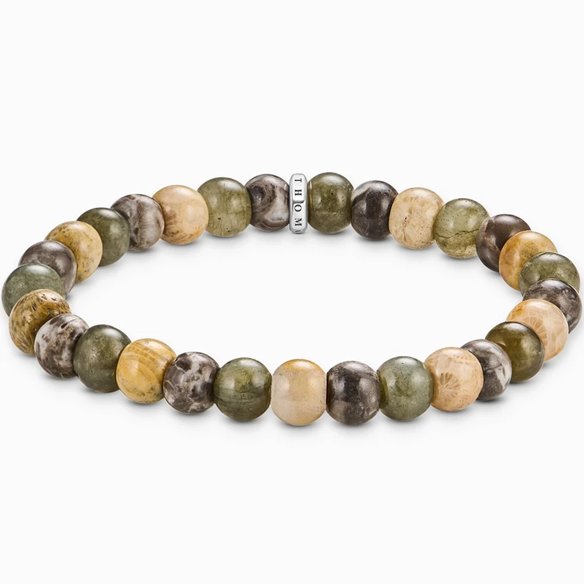 Thomas Sabo 9 mm labradorit és krokodil jáspis gyöngyös férfi karkötő - A2196-353-7-L17