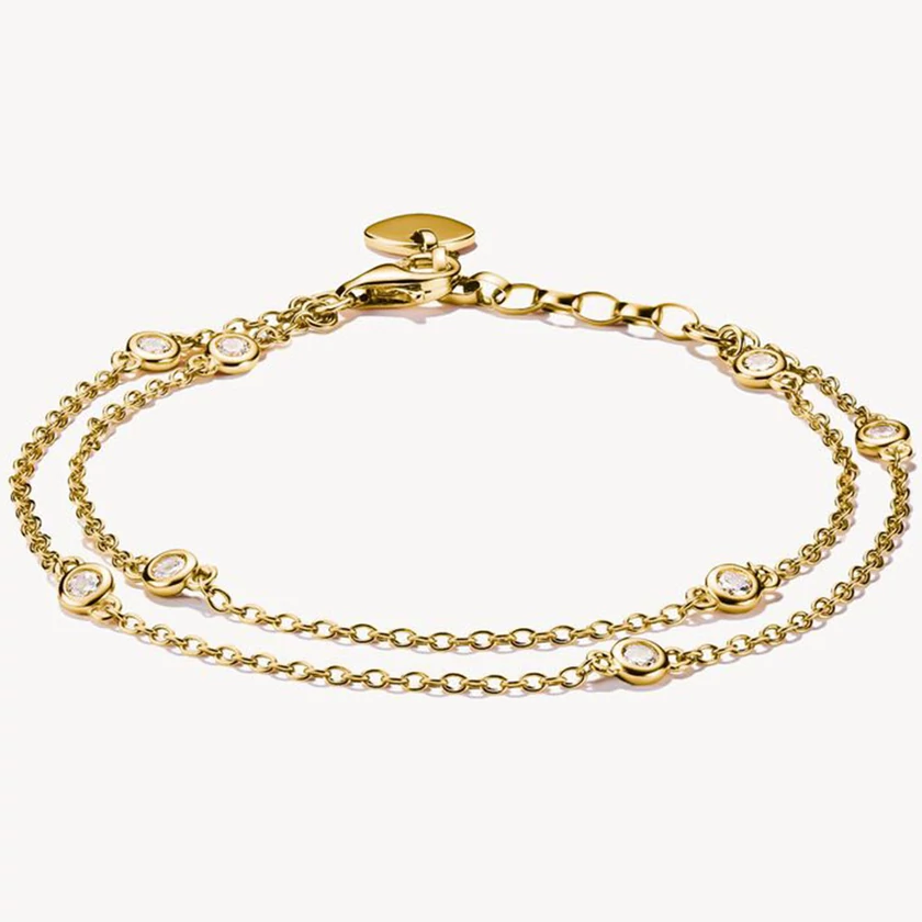 Thomas Sabo aranyozott dupla karkötő cirkónia kövekkel - A2216-414-14