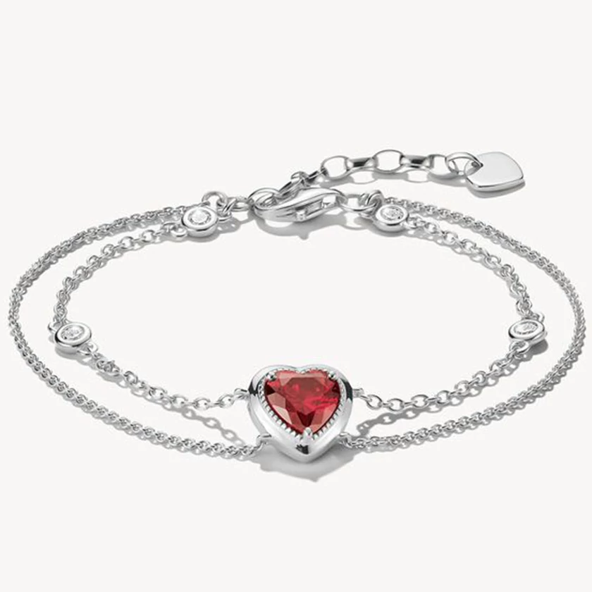 Thomas Sabo piros szív ezüst dupla karkötő - A2222-051-10