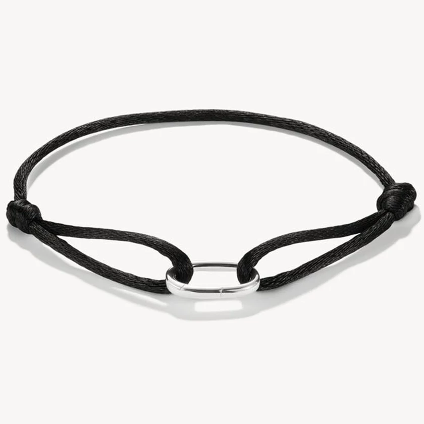 Thomas Sabo fekete textilkarkötő ezüst nyitható láncszemmel - C1210-001-11