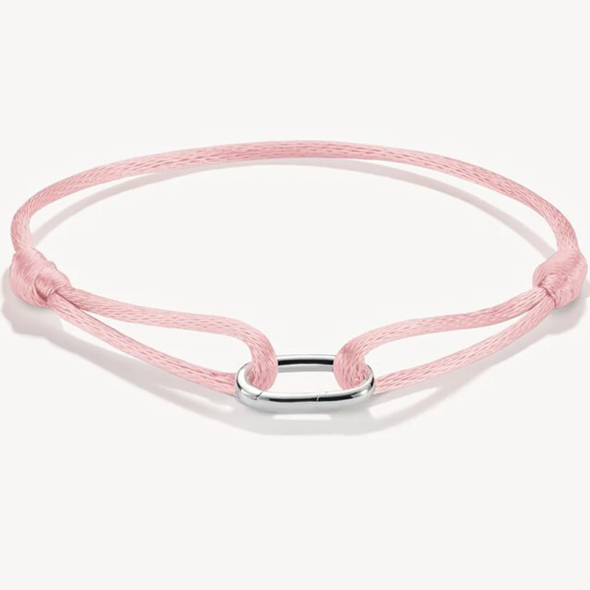 Thomas Sabo rózsaszín textilkarkötő ezüst nyitható láncszemmel - C1210-001-9