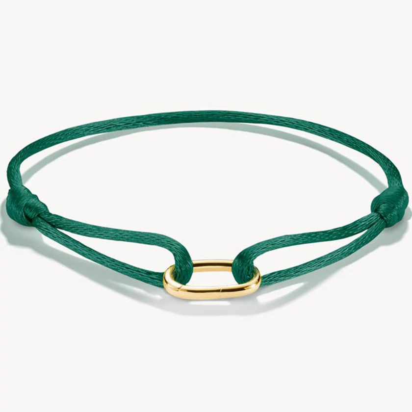 Thomas Sabo zöld textilkarkötő aranyozott nyitható láncszemmel - C1210-413-34