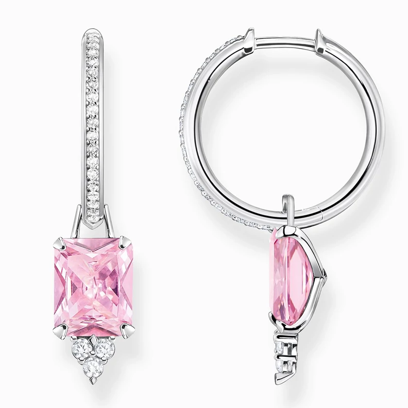 Thomas Sabo rózsaszín függős karika fülbevaló - CR672-051-9