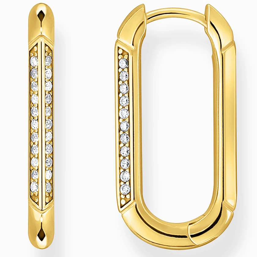 Thomas Sabo aranyozott ovális karika fülbevaló cirkóniával  - CR674-414-14