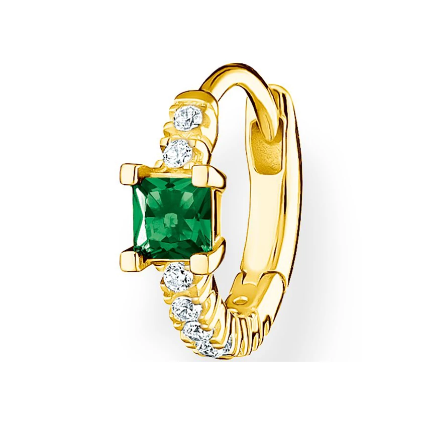 Thomas Sabo félpár karika fülbevaló zöld kővel - CR691-971-7