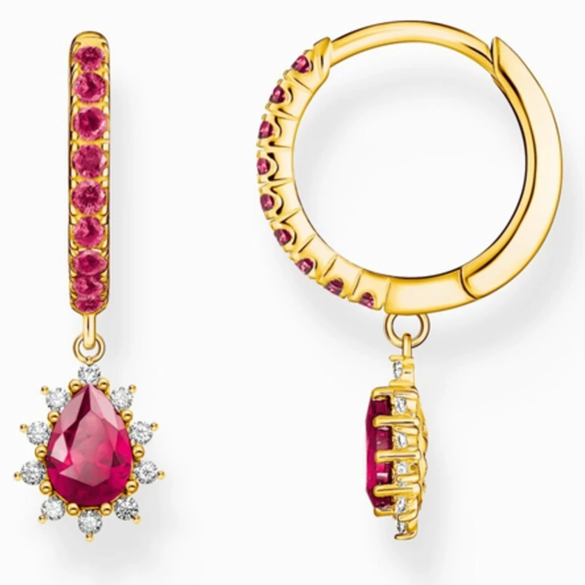 Thomas Sabo aranyozott vörös zafír fülkarika fülbevaló  - CR748-995-10