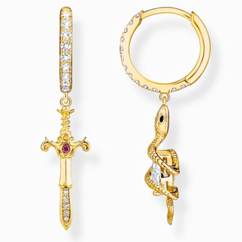 Thomas Sabo aranyozott karika fülbevaló kard és kígyó medállal - CR750-995-7